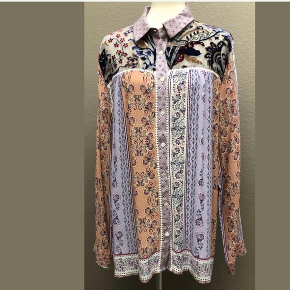 ODDY Tops Oddy Plus Floral Striped Button Down Shirt Poshmark